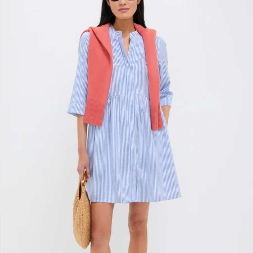 Blue and White Striped Dress